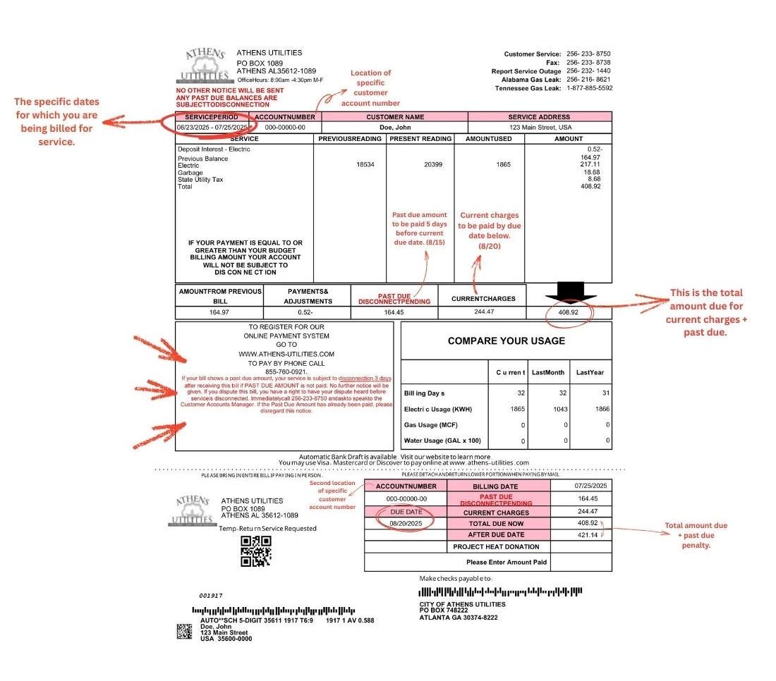 Utility Bill Invoice Sample